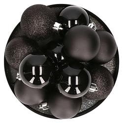 Foto van 10x stuks kunststof kerstballen zwart 6 cm - kerstbal