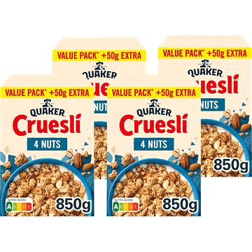 Foto van Quaker cruesli 4 noten voordeelverpakking 4 x 850gr bij jumbo