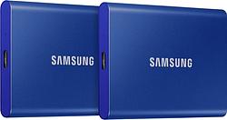 Foto van Samsung portable ssd t7 500gb blauw  - duo pack