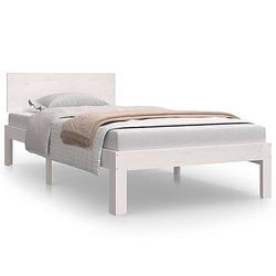 Foto van The living store bedframe - grenenhout - wit - 195.5 x 93.5 x 69.5 cm - multiplex lattenbodem