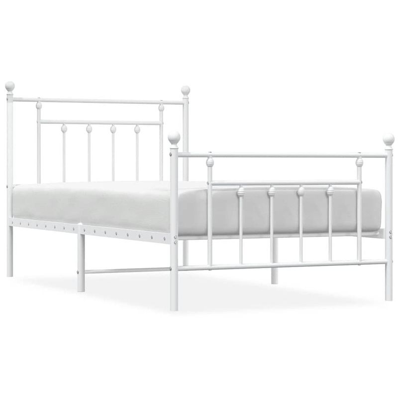 Foto van Vidaxl bedframe met hoofd- en voeteneinde metaal wit 100x190 cm