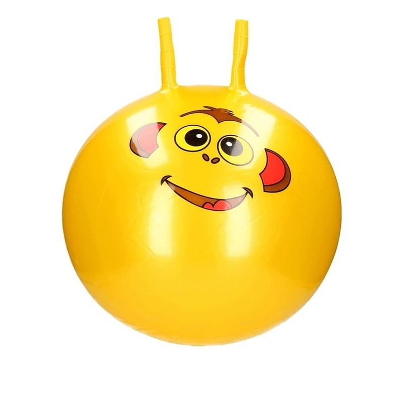 Foto van Skippybal met dieren gezicht geel 46 cm - skippyballen