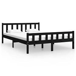 Foto van The living store bedframe grenenhout - zwart - 150 x 200 cm - stabiel - comfortabel