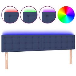 Foto van The living store hoofdeind led-strips - blauw 160 x 5 x 78/88 cm - verstelbaar - duurzaam - comfortabele ondersteuning