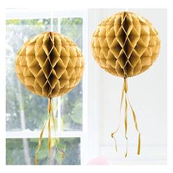 Foto van 1x stuks honeycomb ballen/bollen goud 30 cm versieringen - hangdecoratie