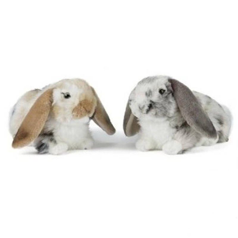 Foto van Set van 2x luxe pluche hangoor konijnen knuffels 30 cm - knuffel huisdieren