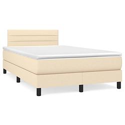 Foto van The living store boxspringbed - bed - 203 x 120 x 78/88 cm - crème - stof - multiplex en bewerkt hout - pocketvering