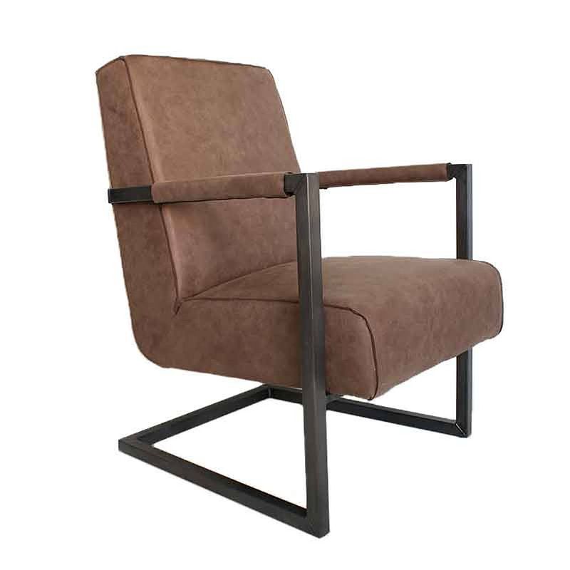 Foto van Dimehouse tiger fauteuil taupe - industrieel - eco leer - met armleuning