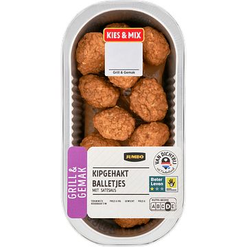 Foto van Jumbo scharrelkip gehaktballetjes kip sate 194g aanbieding bij jumbo | diverse soorten