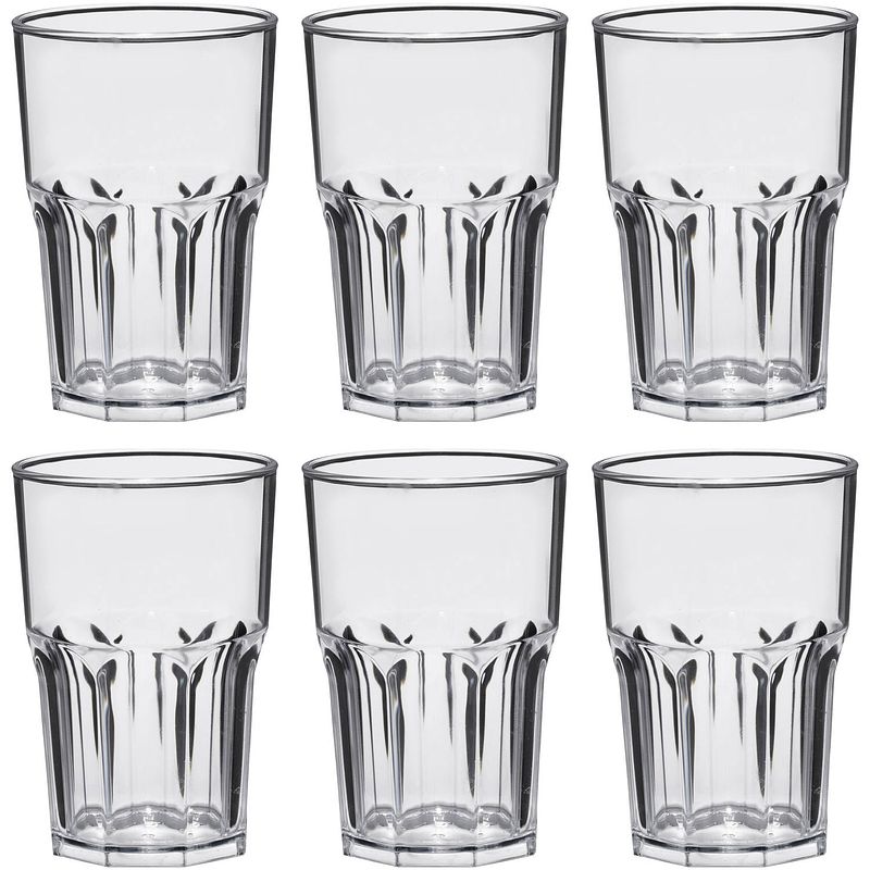 Foto van 10x fris/sap/water glazen 40 cl/400 ml van onbreekbaar transparant kunststof - drinkglazen