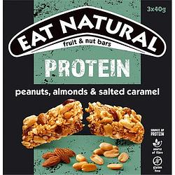 Foto van Eat natural fruit & nut bars protein peanuts, almond & salted caramel 3 x 40g bij jumbo