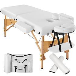 Foto van Tectake® - massagetafel met matras van 7,5 cm hoog + witte rolkussens en draagtas