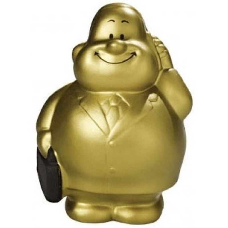 Foto van Anti stressbal goud zakenman in pak 9 cm - stressballen