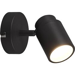 Foto van Led wandspot - trion artion - gu10 fitting - spatwaterdicht ip44 - rond - mat zwart - aluminium