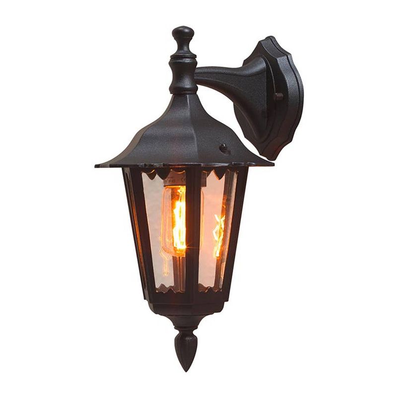 Foto van Konstsmide - buitenlamp firenze wand neerw, e27, 60w, matzwart