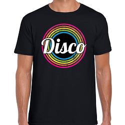 Foto van Disco verkleed t-shirt zwart voor heren - 70s, 80s party verkleed outfit 2xl - feestshirts