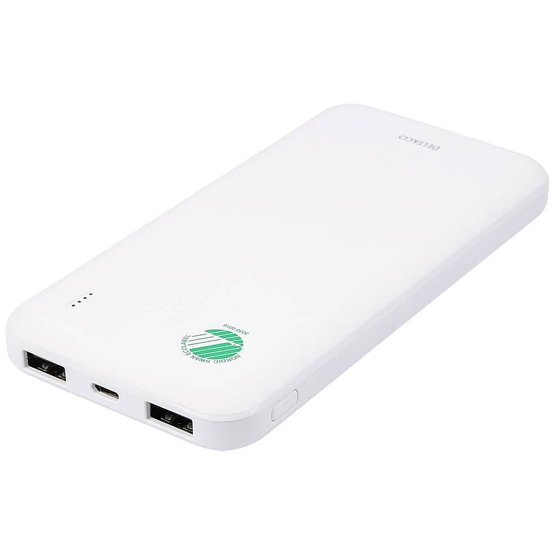 Foto van Deltaco - a nordic brand pb-s1000 powerbank 10000 mah lipo usb-a wit