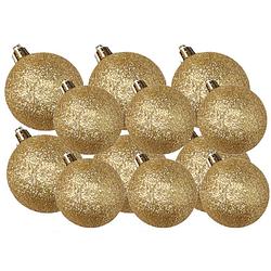 Foto van Kerstversiering set glitter kerstballen goud 6 - 8 cm - pakket van 30x stuks - kerstbal