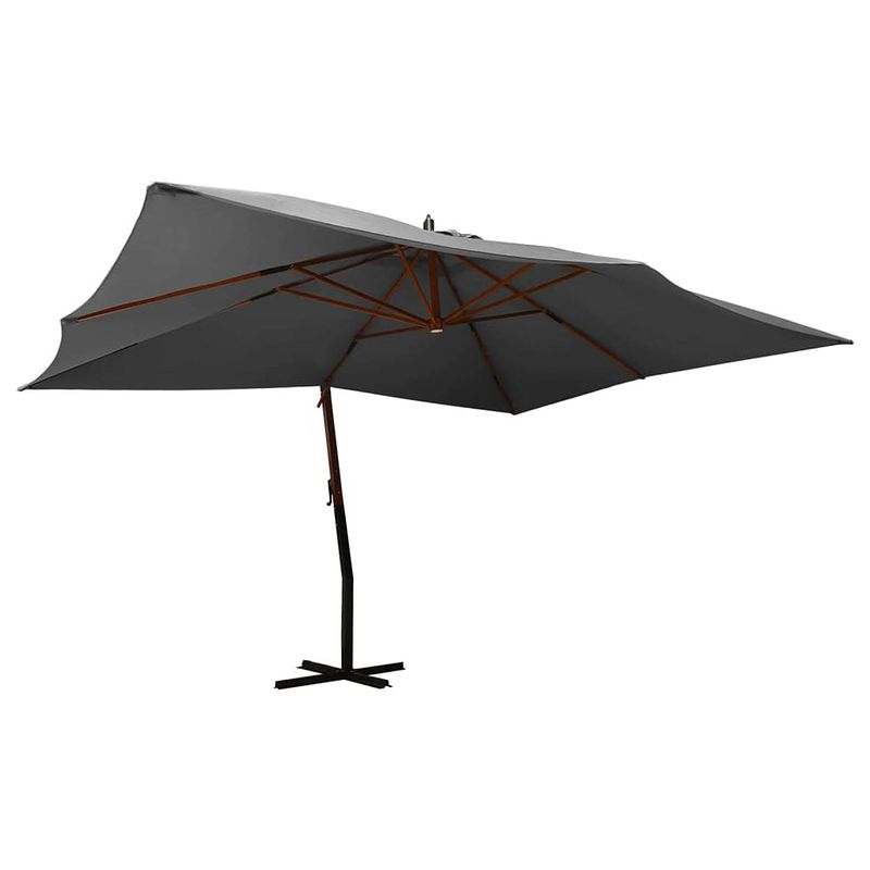 Foto van Vidaxl zweefparasol met houten paal 400x300 cm antracietkleurig