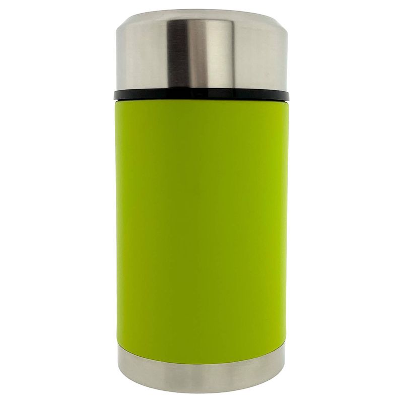 Foto van Cucina & tavola geïsoleerde voedselcontainer thermosbeker incl. uitklapbare lepel - 700ml - groen