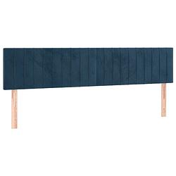 Foto van The living store hoofdbord - bedaccessoires - 200 x 5 x 78/88 cm - donkerblauw stof