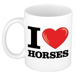 Foto van I love horses koffiemok / beker 300 ml - cadeau voor paarden liefhebber