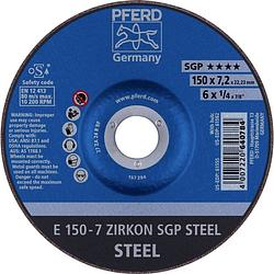 Foto van Pferd 62215326 e 150-7 zirkon sgp steel afbraamschijf gebogen 150 mm 22.23 mm 10 stuk(s)