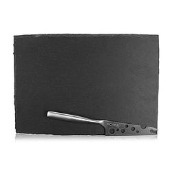 Foto van Boska kaasset leisteen l - kaasplank met mesjes - zwart/zilver - 33 cm