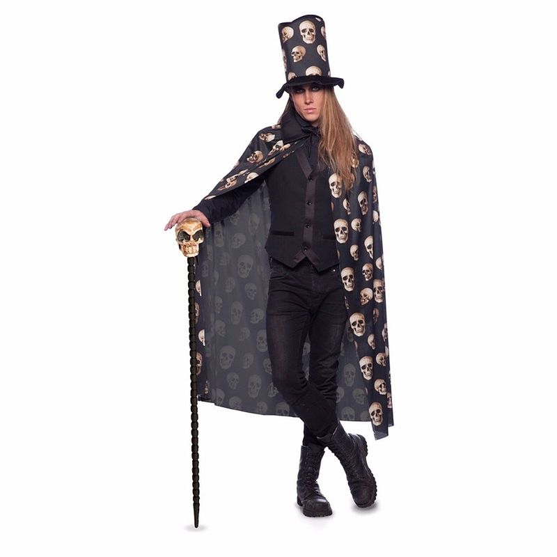 Foto van Halloween - halloween zwarte cape met hoge hoed - carnavalskostuums