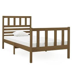 Foto van The living store bedframe grenenhout - honingbruin - 195.5 x 81 x 100 cm - 75 x 190 cm