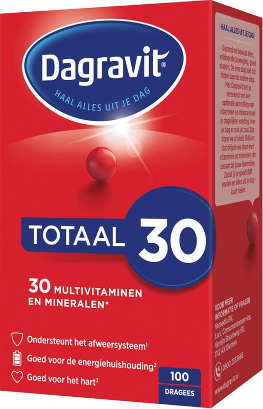 Foto van Dagravit totaal 30 multivitaminen dragees, 100 stuks bij jumbo