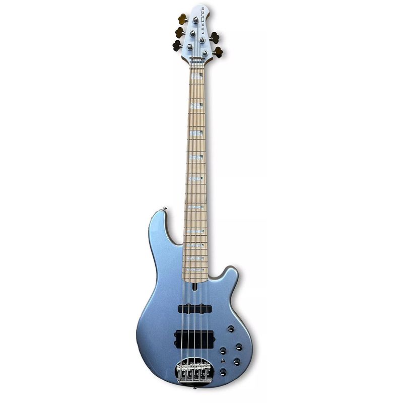 Foto van Lakland skyline 55-02 custom ice metallic blue gloss 5-snarige elektrische basgitaar