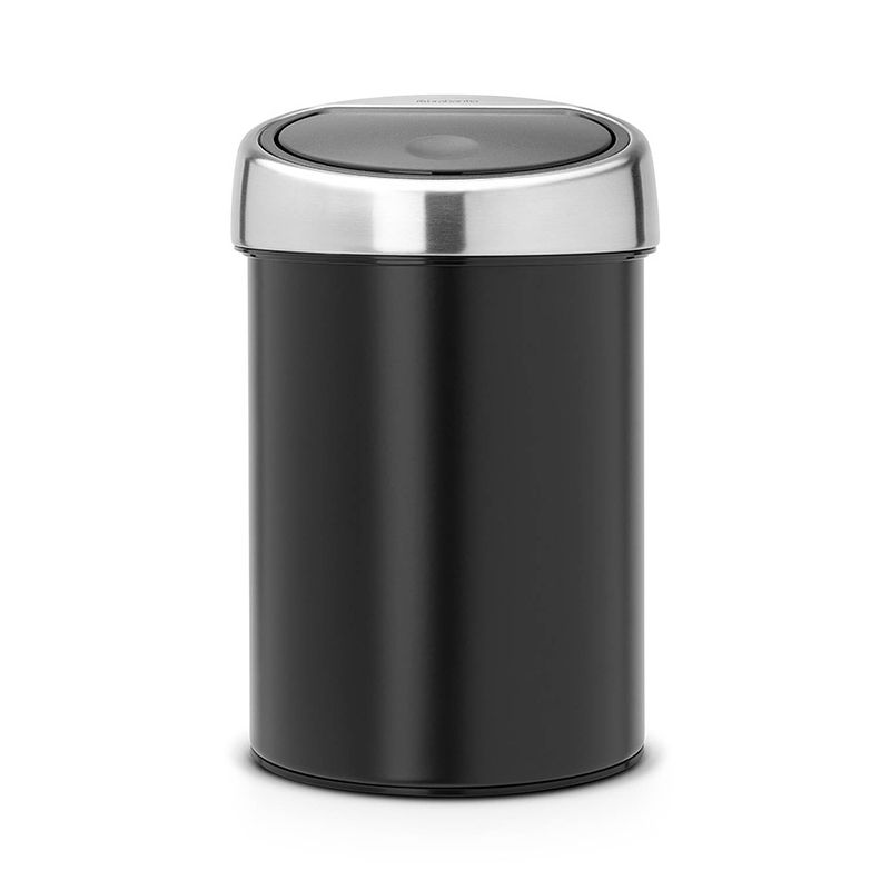 Foto van Brabantia touch bin wandafvalemmer 3 liter met kunststof binnenemmer - matt black / matt steel