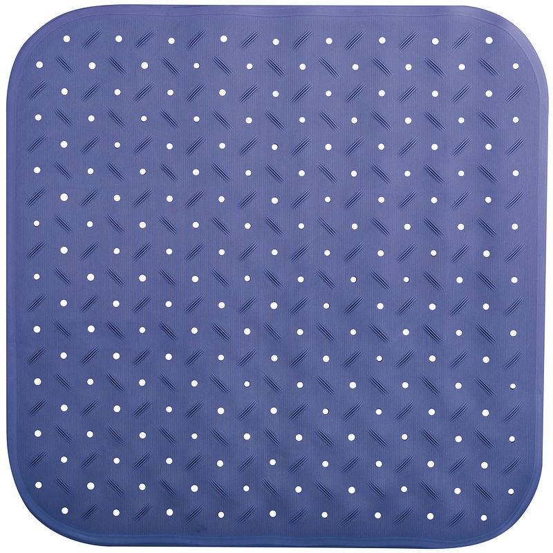 Foto van Msv douche/bad anti-slip mat badkamer - rubber - blauw - 54 x 54 cm - badmatjes