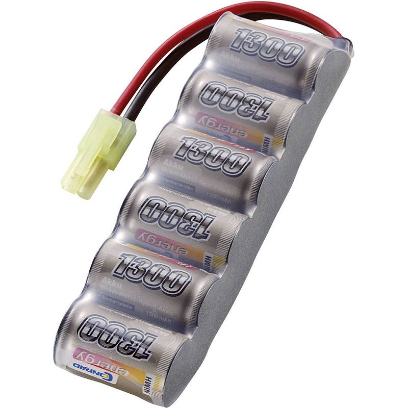 Foto van Conrad energy nimh accupack 7.2 v 1300 mah aantal cellen: 6 side by side mini-tamiya-stekker