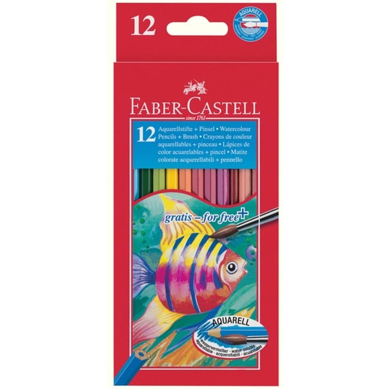 Foto van Aquarelpotlood faber-castell etui a 12 stuks + penseel