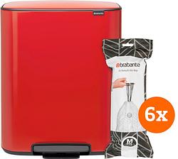 Foto van Brabantia bo pedal bin 60 liter passion red + vuilniszakken (120 stuks)