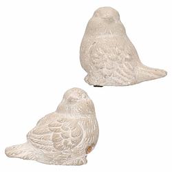 Foto van Decoratie dieren beelden set van 2x stuks mussen vogels wit 8 cm - tuinbeelden