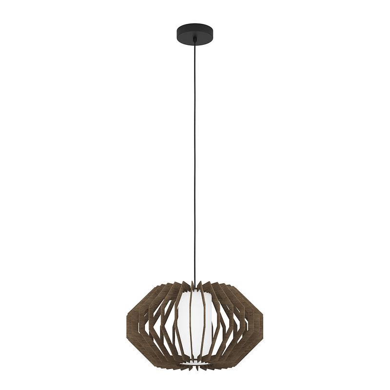 Foto van Eglo rusticaria hanglamp - e27 - ø 45 cm - zwart/bruin/wit