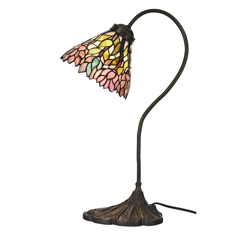 Foto van Haes deco - tiffany tafellamp roze, beige ø 20x51 cm fitting e14 / lamp max 1x40w