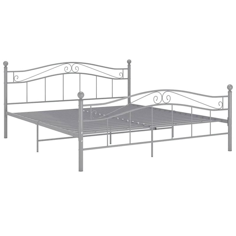 Foto van The living store bedframe - tweepersoonsbed - metaal - grijs - 209 x 208 x 92.5 cm - montage vereist