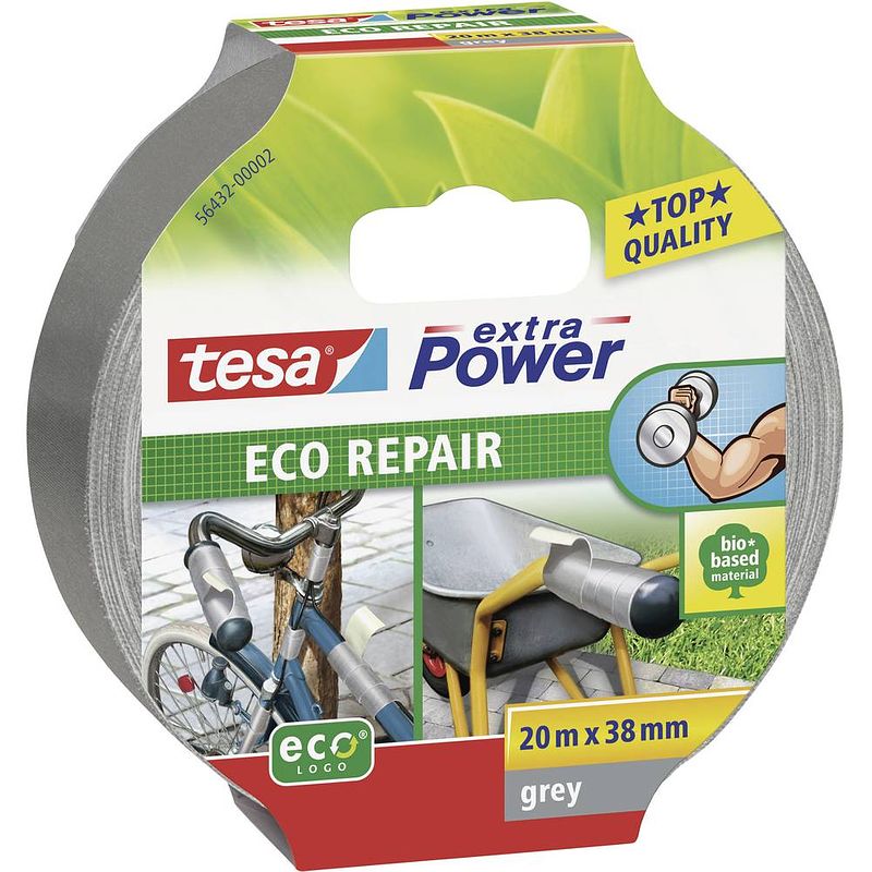 Foto van Tesa eco repair 56432-00002-00 textieltape tesa extra power grijs (l x b) 20 m x 38 mm 1 stuk(s)