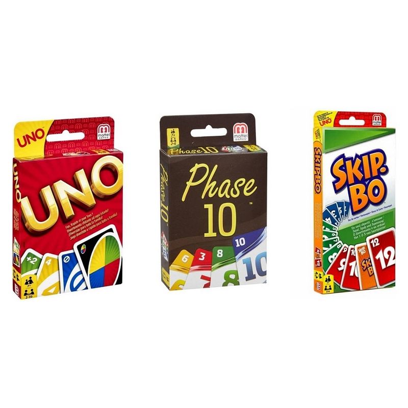 Foto van Spellenbundel - 3 stuks - uno & phase 10 & skip-bo