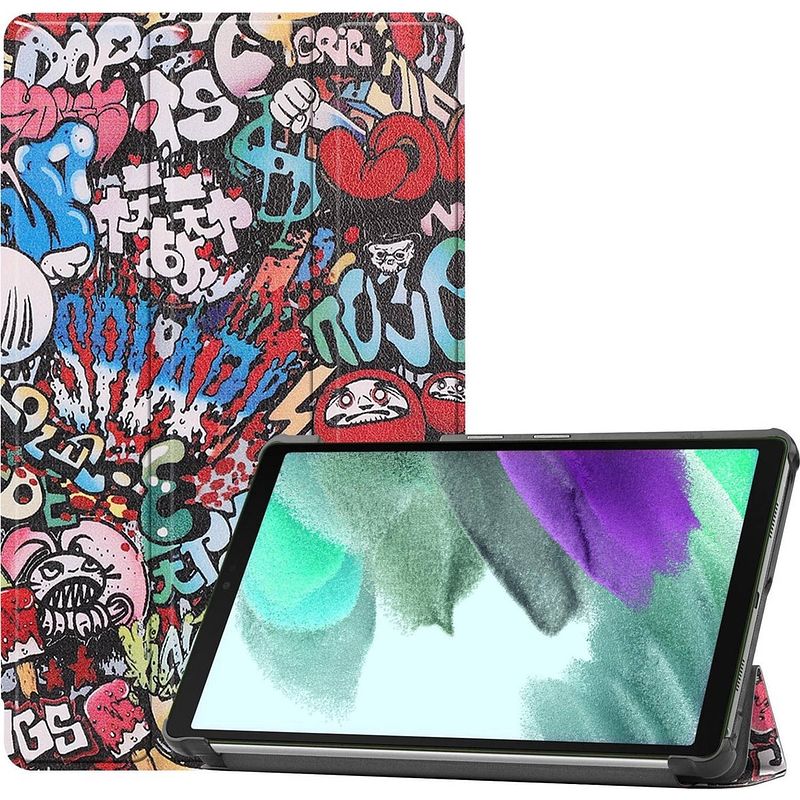 Foto van Basey samsung galaxy tab a7 lite hoesje kunstleer hoes case cover - graffity