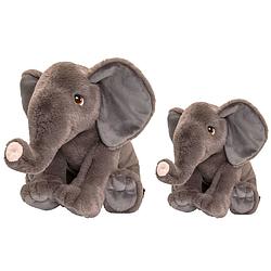 Foto van Keel toys - pluche knuffel dieren set 2x olifanten 18 en 35 cm - knuffeldier