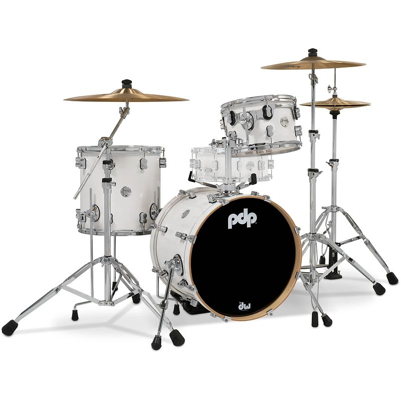 Foto van Pdp drums pdcm18bppw concept maple pearlescent white lacquer 3d. bebop shellset