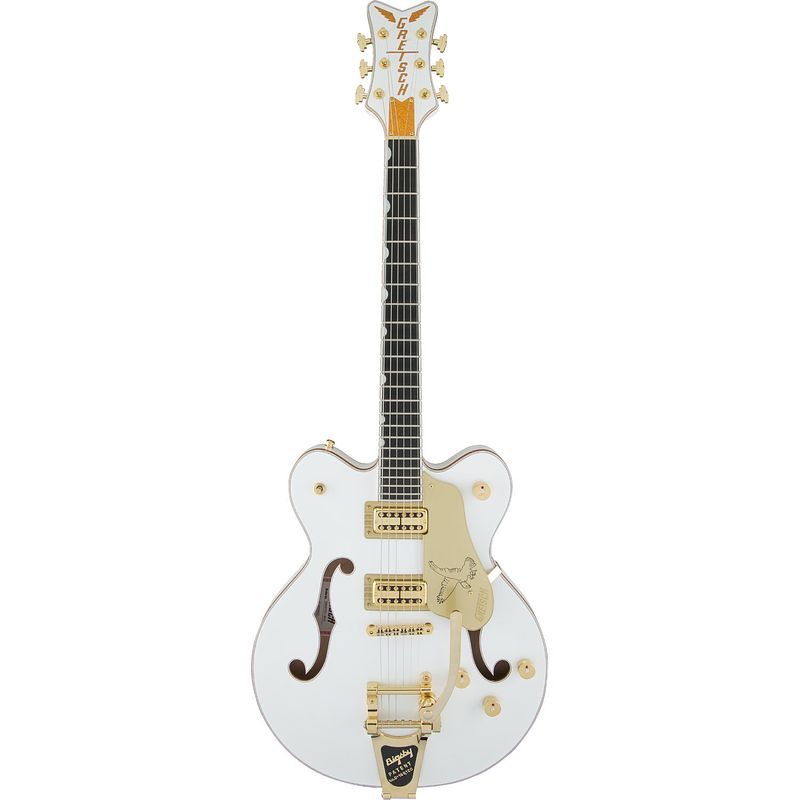 Foto van Gretsch g6636t players edition falcon center block double-cut white semi-akoestische gitaar met koffer