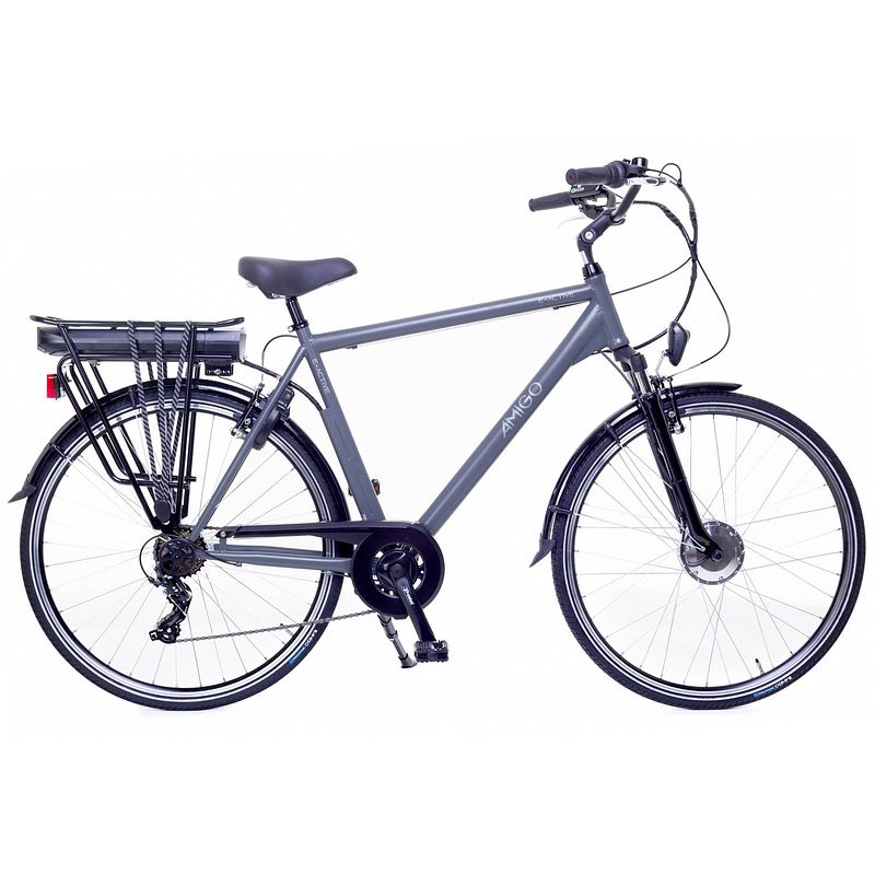 Foto van Amigo elektrische stadsfiets e-active 28 inch 50 cm heren 7v v-brakes matgrijs