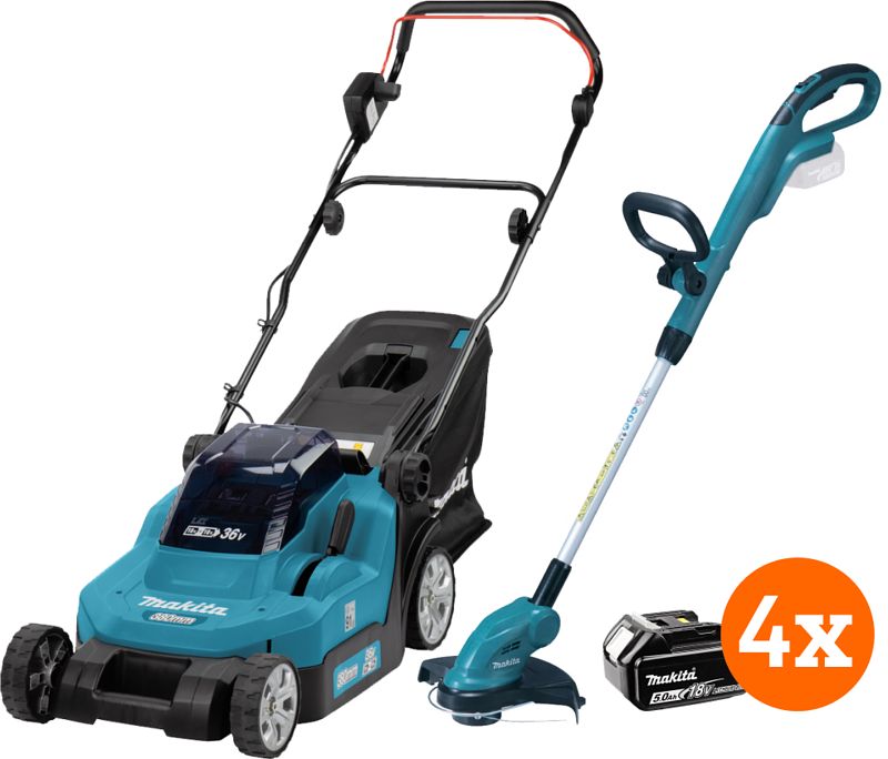 Foto van Makita dlm382cm2 + makita dur181z + 5 ah accu (2x)