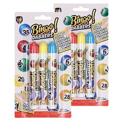 Foto van 6x bingo stiften/markers blauw/geel/rood - actiespellen